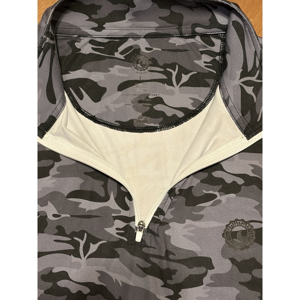 Cisco Brewers Nantucket Sun Shirt 1/4 Zip Large Camo Fishing Beach UPF Cape Cod - Picture 7 of 12